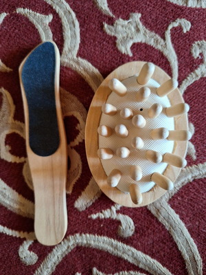 Wooden foot brush and rasp