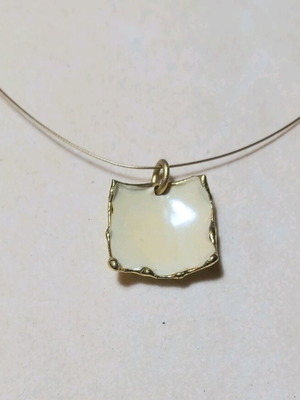 Enamel necklace new, gold plated with off white enamel on 45cm chain