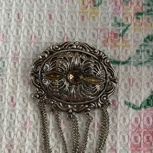 Vintage silver brooch, missing stones