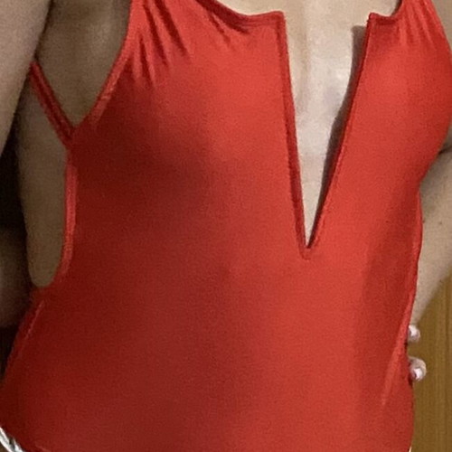 Decoro swimsuit new, red, open back with V bust
