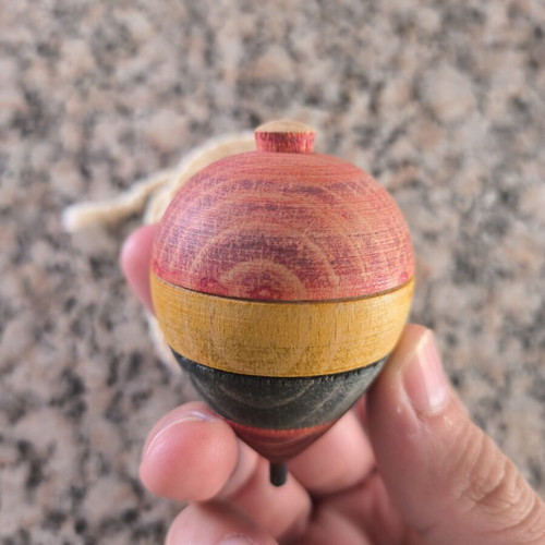 Vintage wooden spinning top, handmade