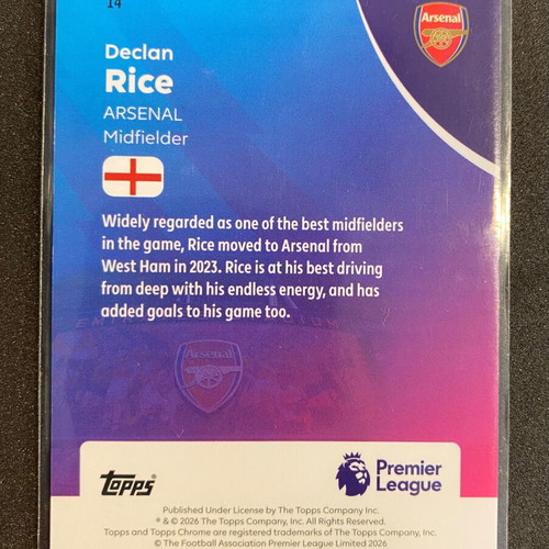 Declan Rice Topps Chrome Refractor EPL 2025/26 card like new