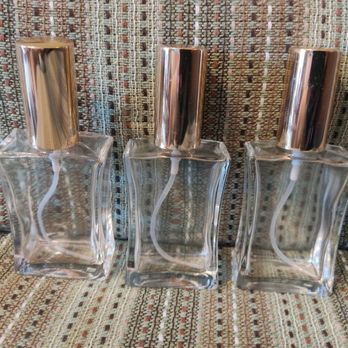 Glass bottles set of 3 used with sprayers and caps