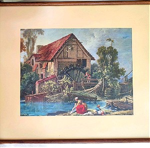 Πανέμορφος πίνακας με θέμα Φύση νερόμυλος Μεσαίωνας