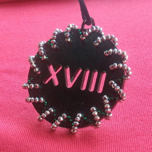 Unisex vintage Space Age plexiglass pendant number 18 like new