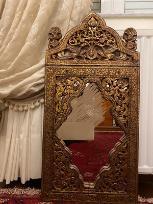 Traditional Oriental Wood Carved Wall Mirror like new