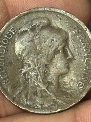 France Copper 10 Centimes 1916 used