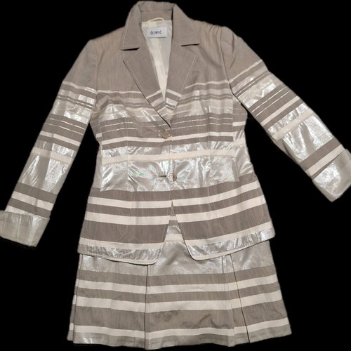 Delmod skirt and jacket set used, gray and beige, size 36-38