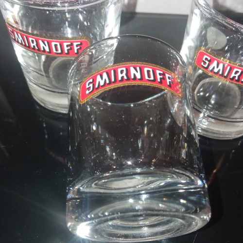 Smirnoff Vodka shot glasses set of 6 used, authentic collectible