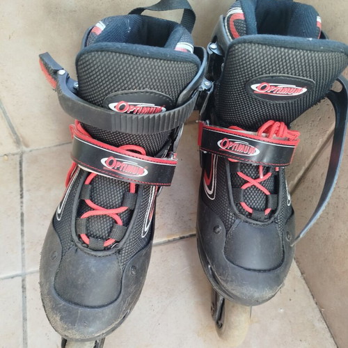 Optimum Inline Skates used, black with red details, size 36-39
