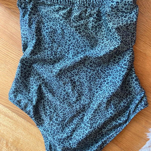 Holiday strapless swimsuit new medium lurex animal print