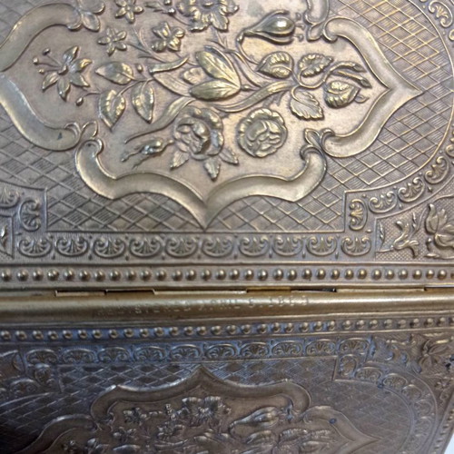 Bronze needle case early 20th century with rich engravings