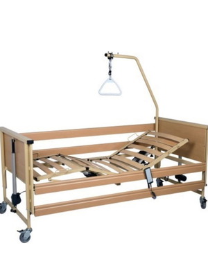 Electric hospital bed used with remote control and trapeze