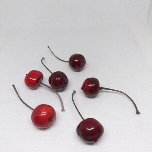Decorative plastic cherries set of six like new