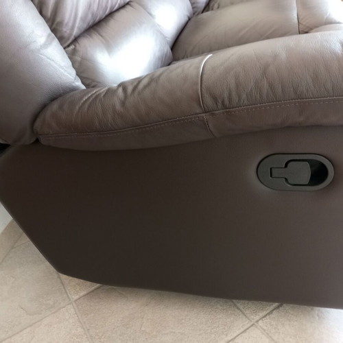 Entos leatherette sofas dark brown like new with recline mechanism