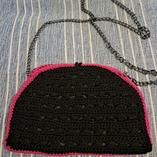 Handmade crossbody bag new, two-tone fuchsia and black