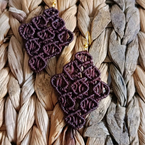Handmade brown macrame earrings made to order