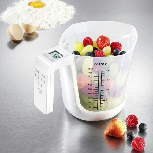 Digital kitchen scale with measuring cup white new