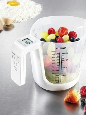 Ζυγαριά κουζίνας ψηφιακή με κανάτα/μεζούρα λευκή καινούργια