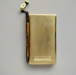 Vintage metal pocket notebook with built-in pencil and papers, Japan No14917 used