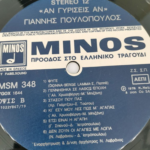Vinyl record Poulopoulos An gyriseis an used