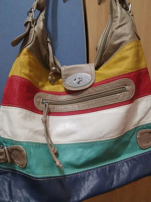 Shoulder bag like new, colorful, soft faux leather