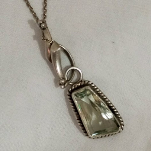 Necklace 925 silver with green amethyst used