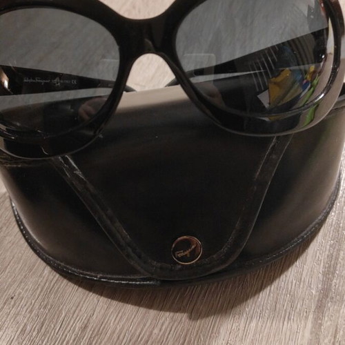 Salvatore Ferragamo sunglasses used, black with case