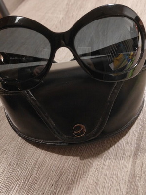 Salvatore Ferragamo sunglasses used, black with case