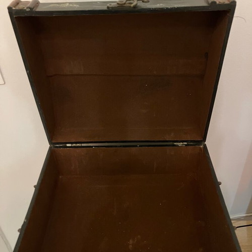 Vintage wooden chest used with painted ship design