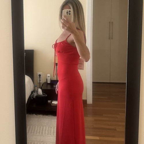 Zara red midi dress with tags, size S