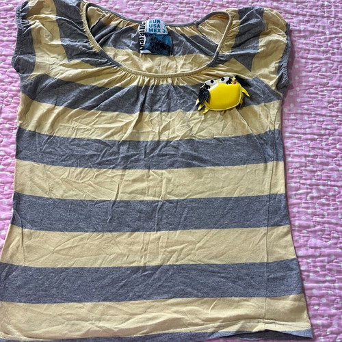 Zara striped blouse, gray and yellow, size L