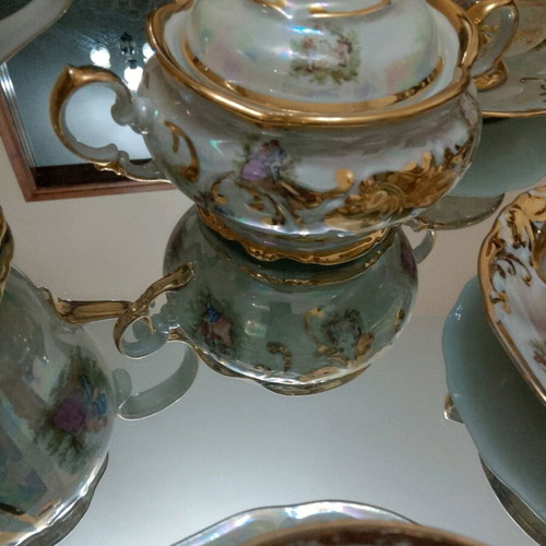 Vintage Wałbrzych Polish porcelain set with gold details like new