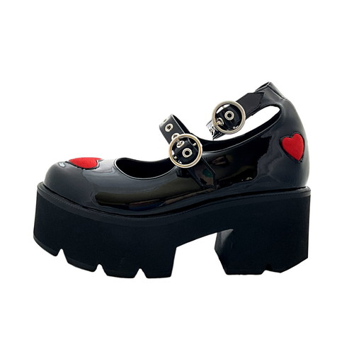 Lamoda platform shoes black with hearts, new, size 40