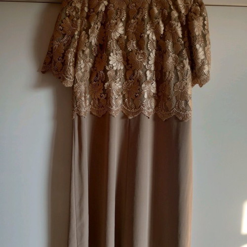 Classic dress used, tailor made with lace, beige