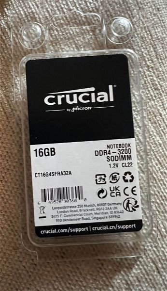  Sodimm Crucial 16GB DDR4 RAM 3200MHz  Laptop