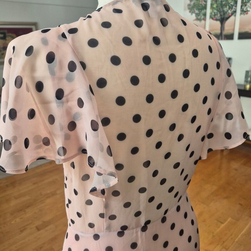 Topshop maxi dress like new, pink with black polka dots, size 12 UK