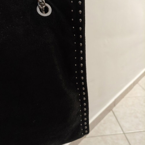 Zara shoulder bag like new, black suede with studs, 30x27 cm
