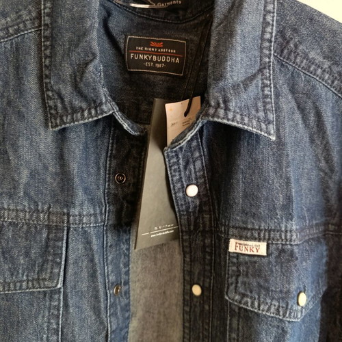 Funky Buddha jean unisex shirt new, dark blue, S/M