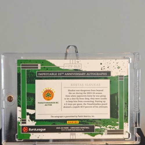 Kostas Sloukas 2025-26 Panini Impeccable Euroleague 25th On Card Auto new