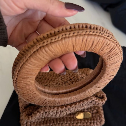 0711 brown raffia bag like new