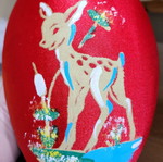 Collectible plush duck inside Easter egg used