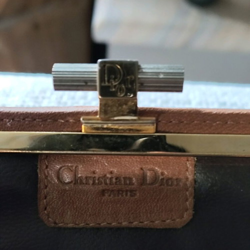 Christian Dior vintage beige honeycomb coin case wallet like new