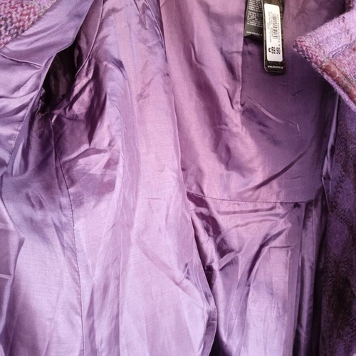 Fullah Sugah checked coat new, size medium, purple-magenta