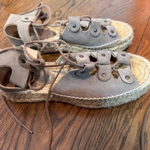 Soludos flat espadrilles used, gray and beige, size 38.5