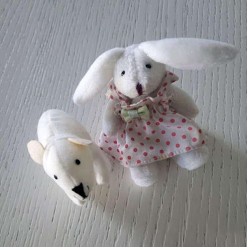 Mini stuffed bunny and polar bear like new