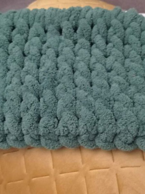 Handmade pet toiletry bag with Alize Puffy yarn, green, made to order