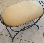 Stool with metal frame and fabric used, beige seat