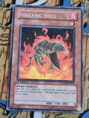 Volcanic Shell κάρτα Yu-Gi-Oh! μεταχειρισμένη, σπάνια FOTB 1η έκδοση
