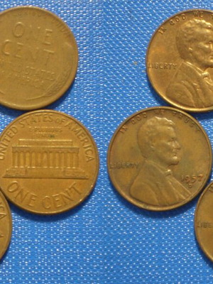 United States of America 1 Cent used, pack of 5 coins